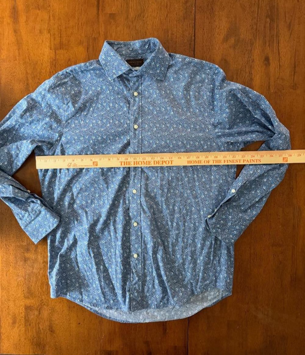 Mens Thomas Dean Long Sleeve Button Up Shirt, Size M